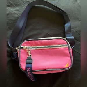Nautica Vibrant Pink Crossbody with Navy Strap